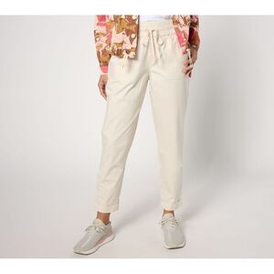 zuda Women's Petite Pants PL Woven Ripstop Ankle Pant White A642811